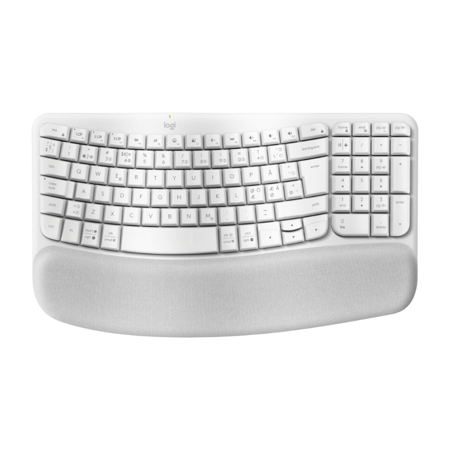 Logitech Wave Keys Ergo trådløst tastatur, hvit