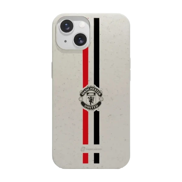 Phonecases3D iPhone 15 Manchester United FC kompostoituva suojakuori, valkoinen
