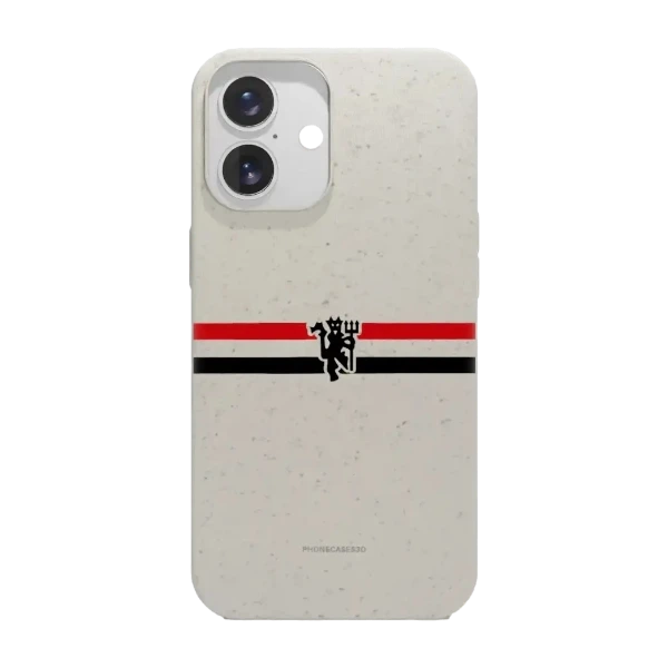Phonecases3D iPhone 16 Manchester United FC kompostoituva suojakuori, valkoinen