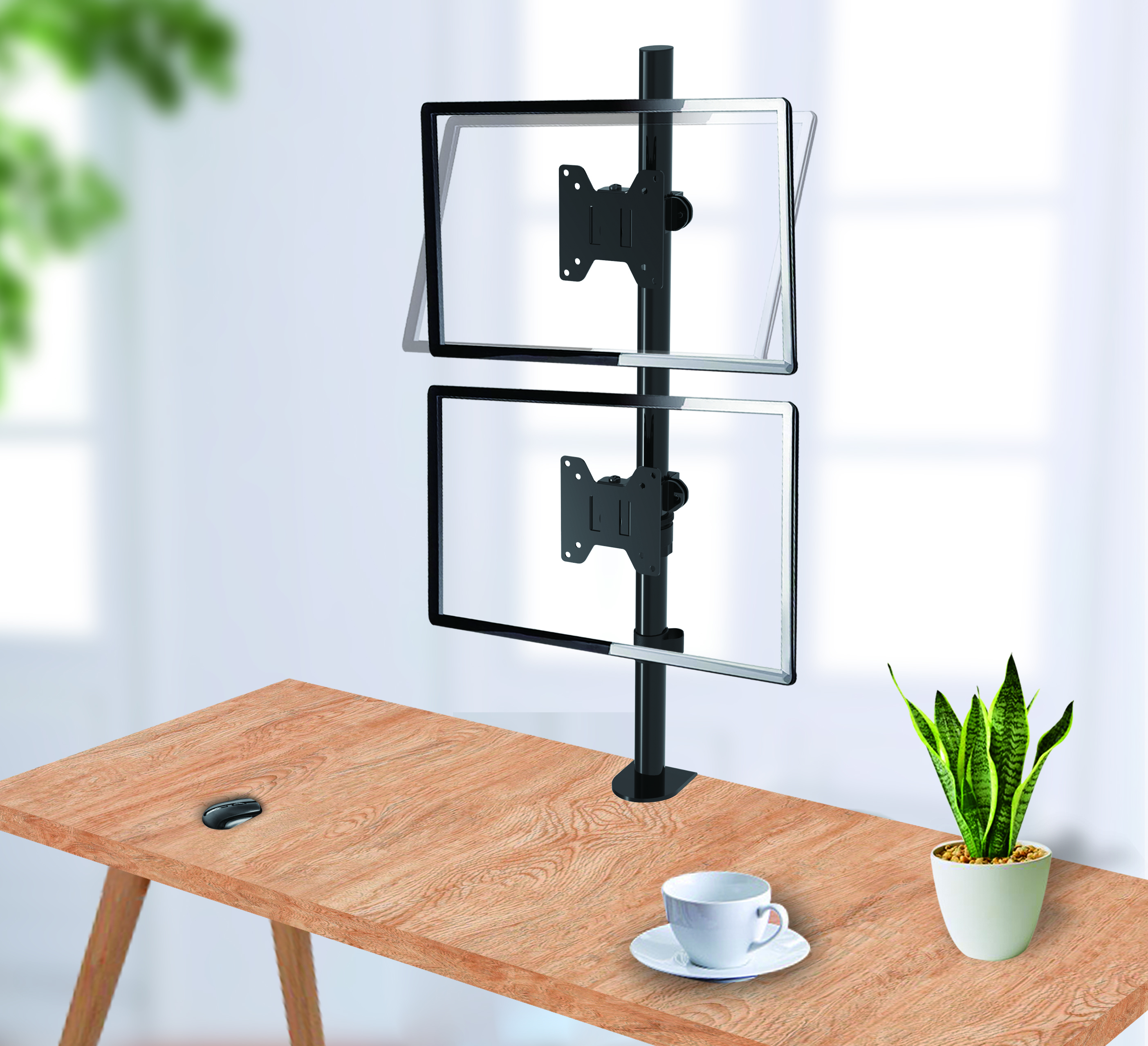 Cepter monitor mount attached to a desk with a clamp