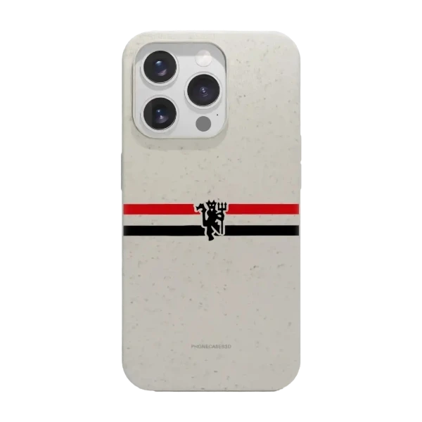 Phonecases3D iPhone 15 Pro Manchester United FC kompostoituva suojakuori, valkoinen