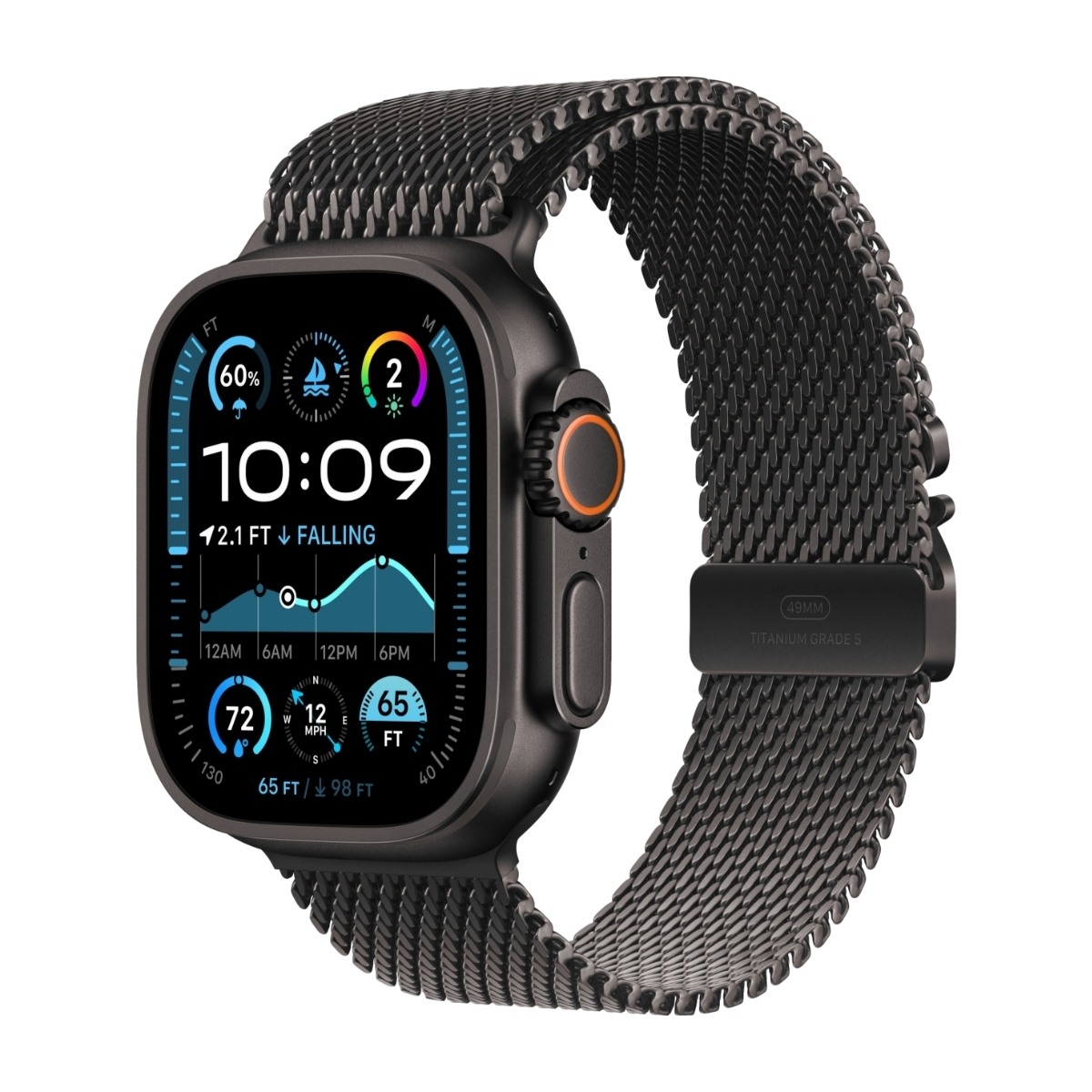 Apple Watch Ultra 2 GPS + Cell 49 mm svart titan, svart titan, Milanese Loop - M