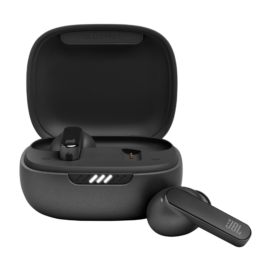 Black true wireless earbuds
