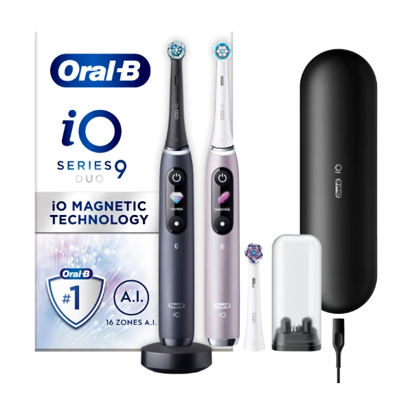 Oral-B IO9 Duo Pack Dubbelpaket Eltandborste, Black Onyx/rose Quartz ...