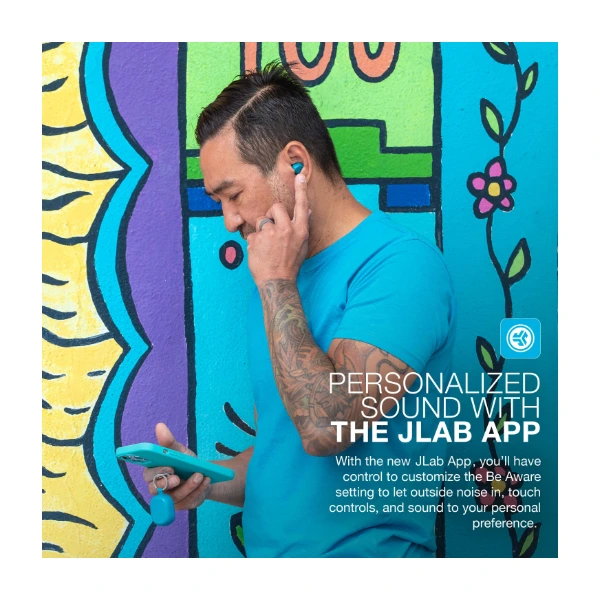 JLab JBuds Mini True Wireless In-Ear hovedtelefoner, aqua - Punkt1.dk