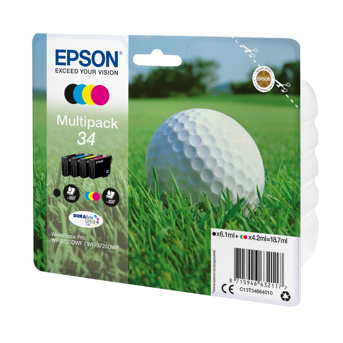 Epson Golf Ball multipack 4-Colours 34 Durabrite Ultra ink