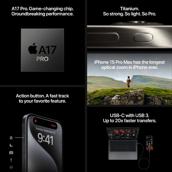 iPhone 15 Pro 128 GB naturligt titan