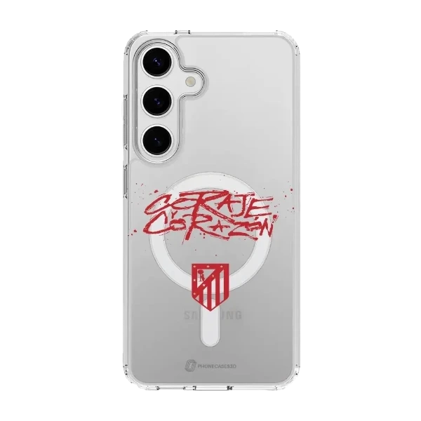 Phonecases3D Samsung Galaxy S25+ Atlético de Madrid Clear case (MagSafe) -suojakuori, valkoinen