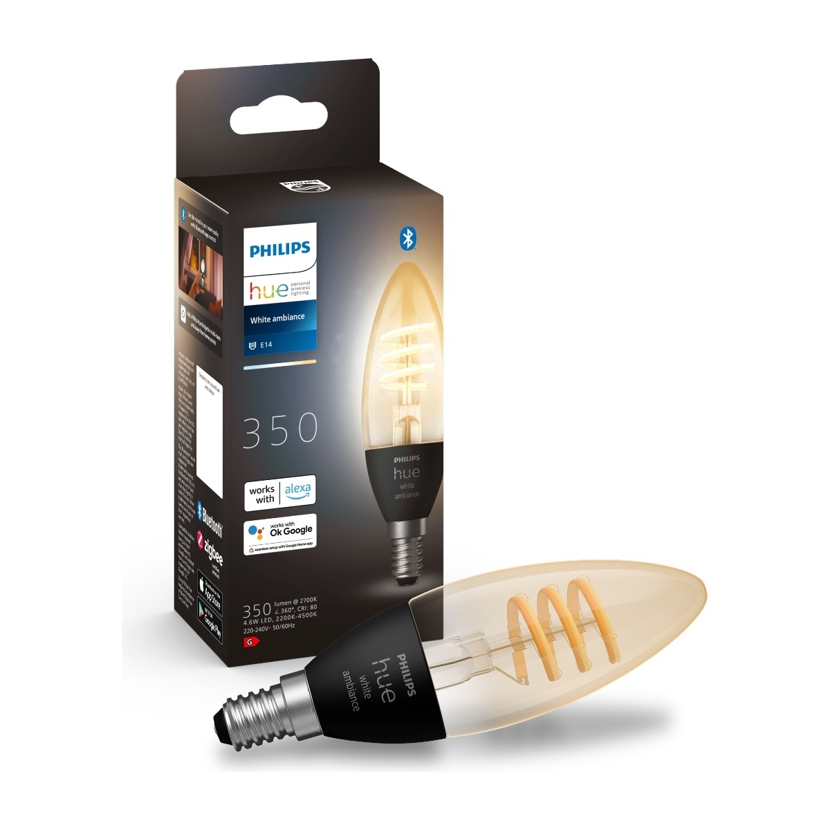 White Ambiance E14 filament stearinlyspære, 1-pack