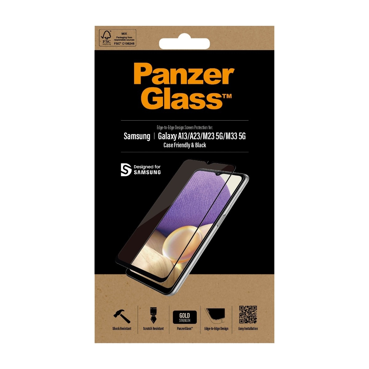 PanzerGlass Samsung Galaxy A13 4G/A23/A23 5G/M23/M33 Case Friendly skjermbeskytter, svart