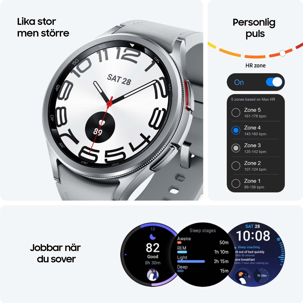 Bild med Samsung Galaxy Watch6 Classic-klockans toppfunktioner