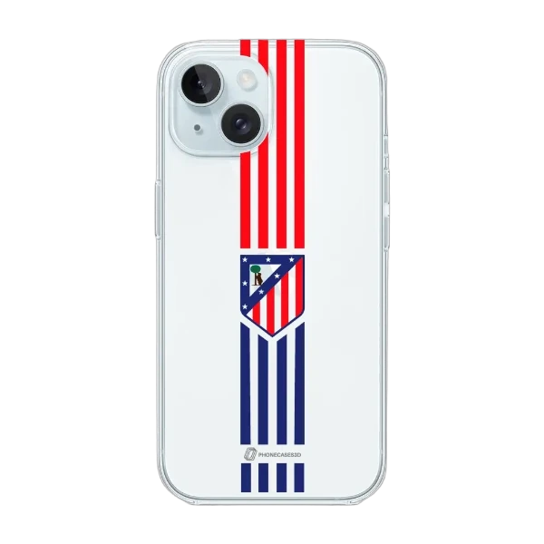 Phonecases3D iPhone 15 Atlético de Madrid Clear case -suojakuori, valkoinen