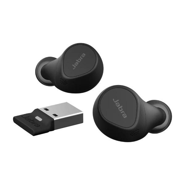 Jabra Evolve2 Buds True Wireless -headset, USB-A UC, musta