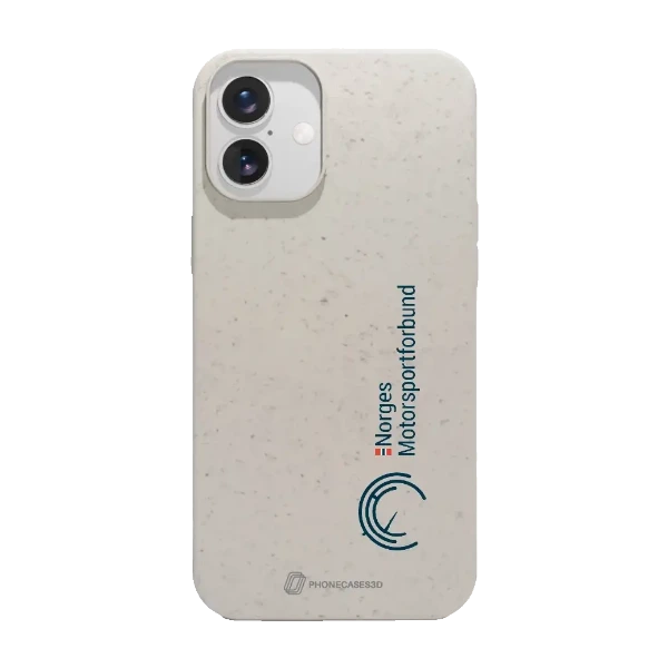 Phonecases3D iPhone 16 Plus Norges Motorsportforbund kompostoituva suojakuori, valkoinen