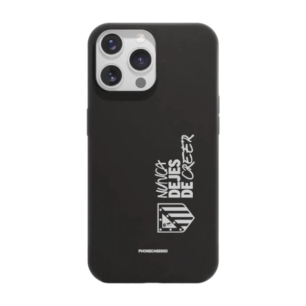 Phonecases3D iPhone 14 Pro Atlético de Madrid kompostoituva suojakuori, musta