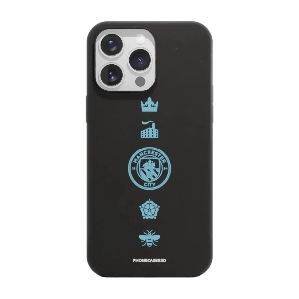 Phonecases3D iPhone 16 Pro Max Man City kompostoituva suojakuori, musta