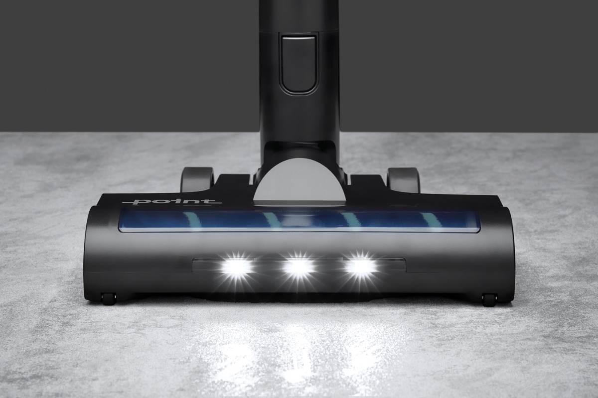 Close up of the illuminated floor nozzle of POINT PENCIL+ CORDLESS VACUUM CLEANER