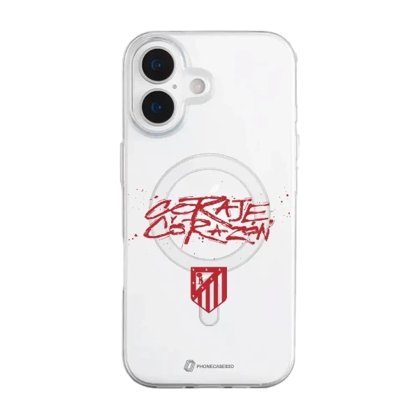 Phonecases3D iPhone 17 Atlético de Madrid Clear case (MagSafe) -suojakuori, valkoinen