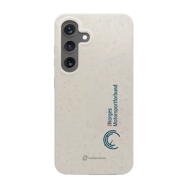 Phonecases3D Samsung Galaxy S25 Norges Motorsportforbund kompostoituva suojakuori, valkoinen