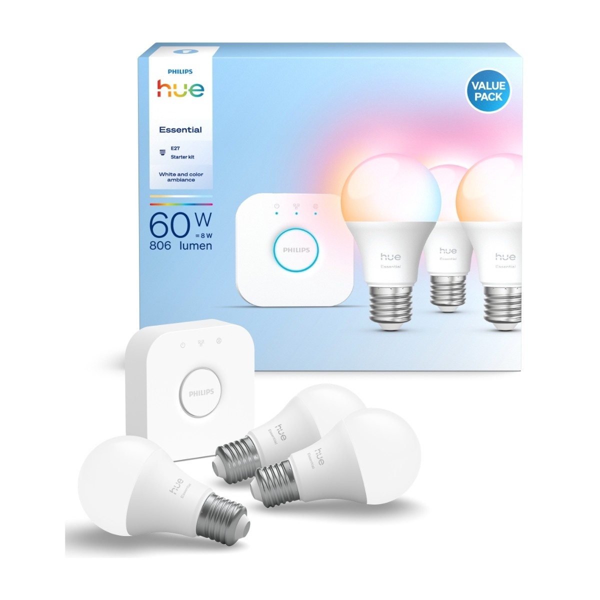 Philips Hue White & Color Ambiance E27 smartpære startpakke